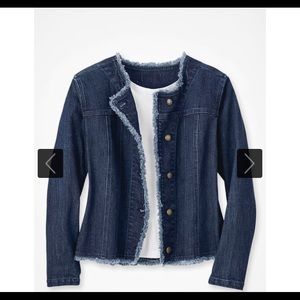 Coldwater creek frayed edge denim jacket xl